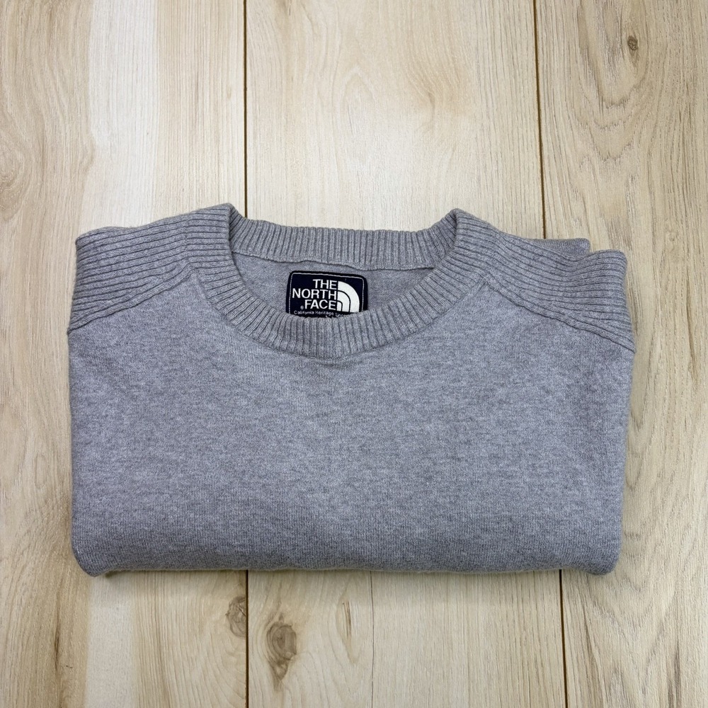 The North Face Men's Ribbed Crew Neck Sweater Cotton Wool Gray Large